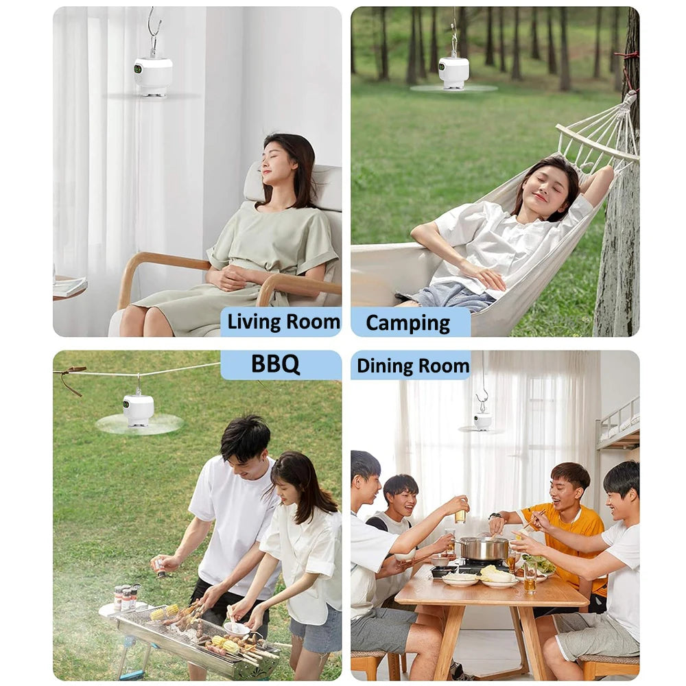Rechargeable Portable Ceiling Fan with Remote Light for Camping and Outdoor Spaces