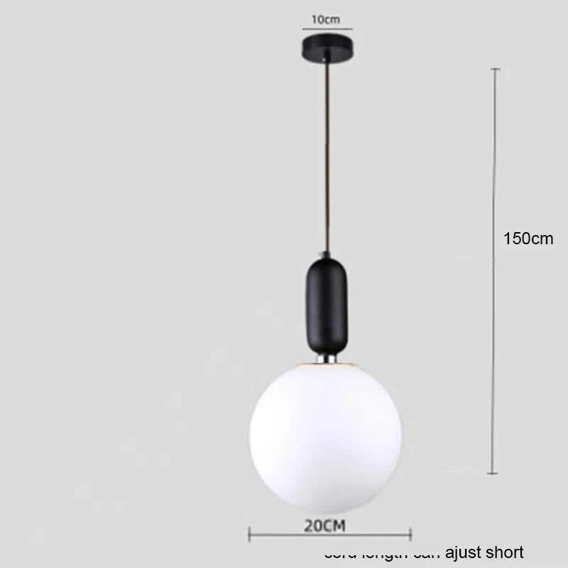 Nordic Glass Globe Pendant Light in Brass for Modern Dining Rooms