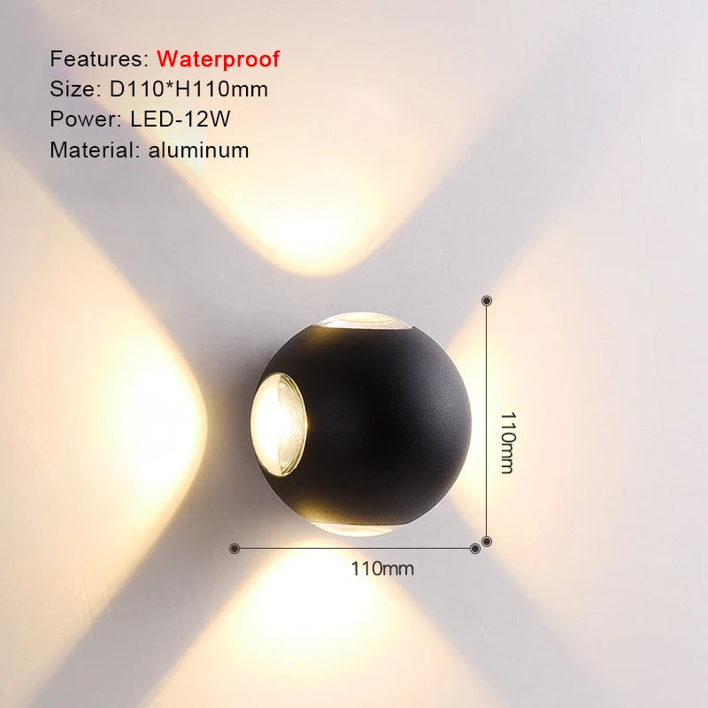 Modern Aluminum Waterproof LED Wall Sconce for Outdoor Patios and Gardens