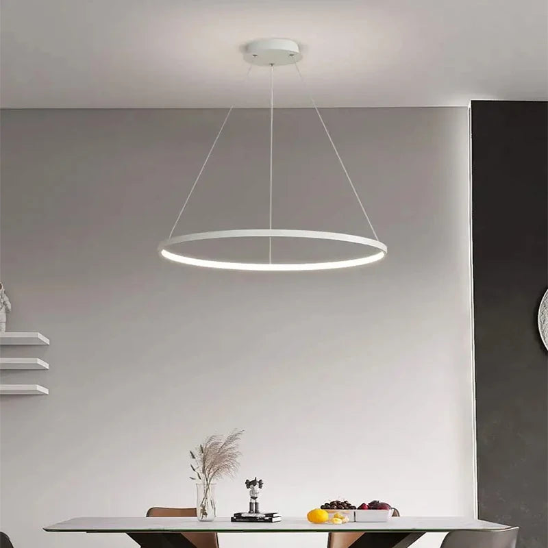 Minimalist Round LED Pendant Light for Modern Living Rooms and Restaurants