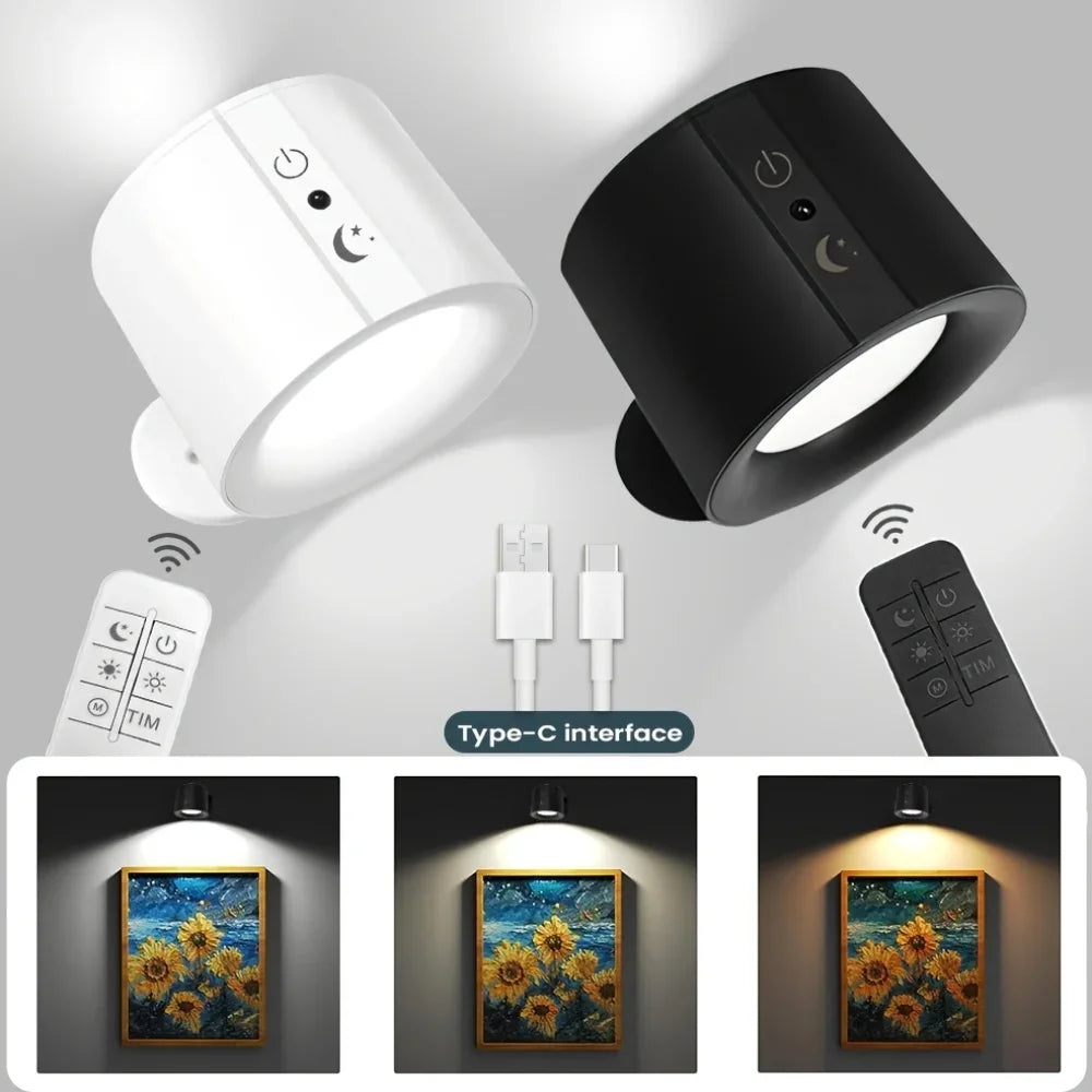 Magnetic LED Wall Spotlight with Remote for Modern Bedroom and Living Room