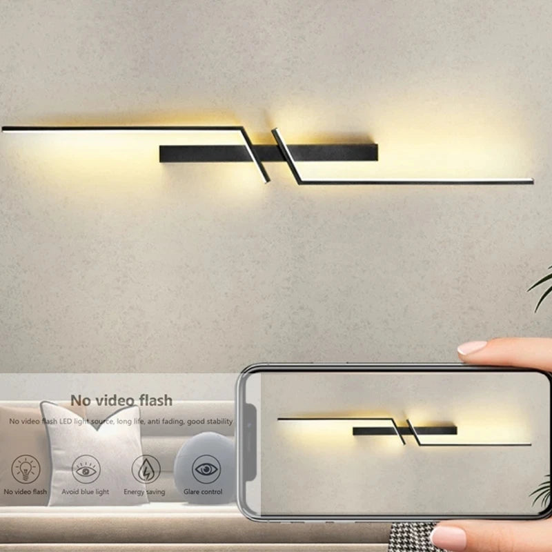 Minimalist LED Strip Wall Sconce for Modern Living Room and Bedroom Interiors