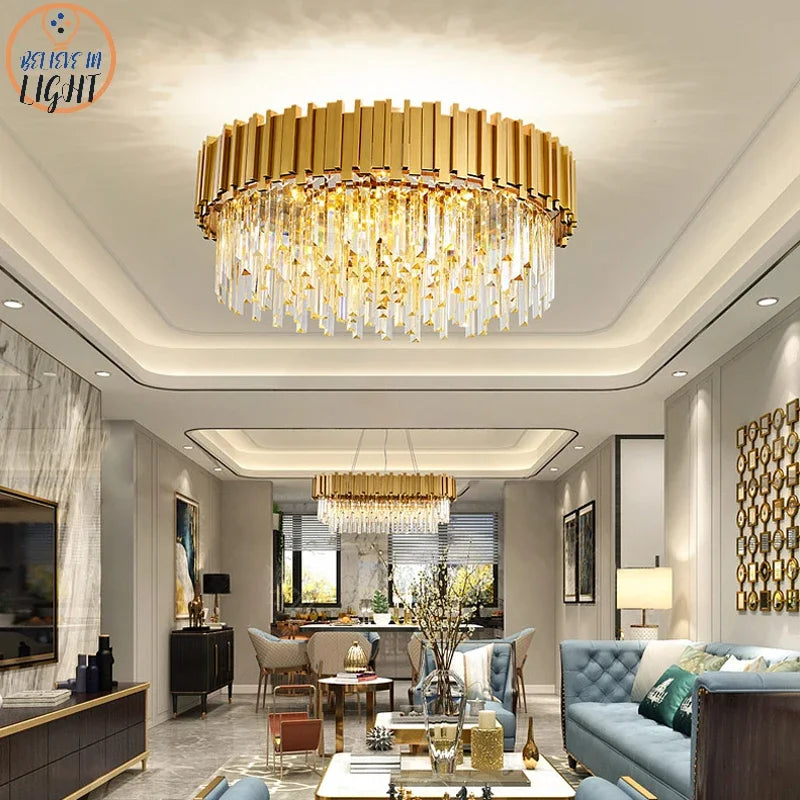 Modern Gold and Black Crystal Chandelier for Luxury Hotel and Living Room
