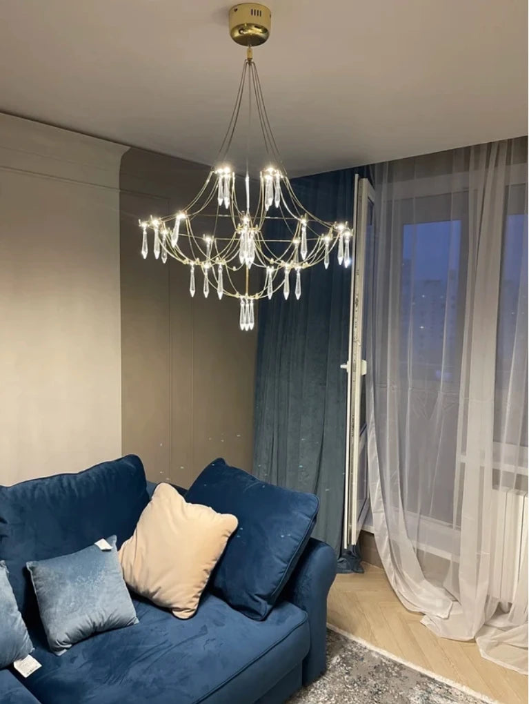 Luxury Starry Crystal Chandelier for Modern Hotel Lobbies and Elegant Dining Spaces