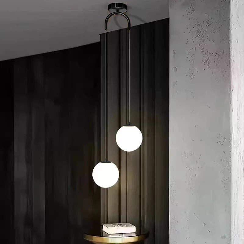 Nordic Glass Globe Pendant Light in Brass for Modern Dining Rooms