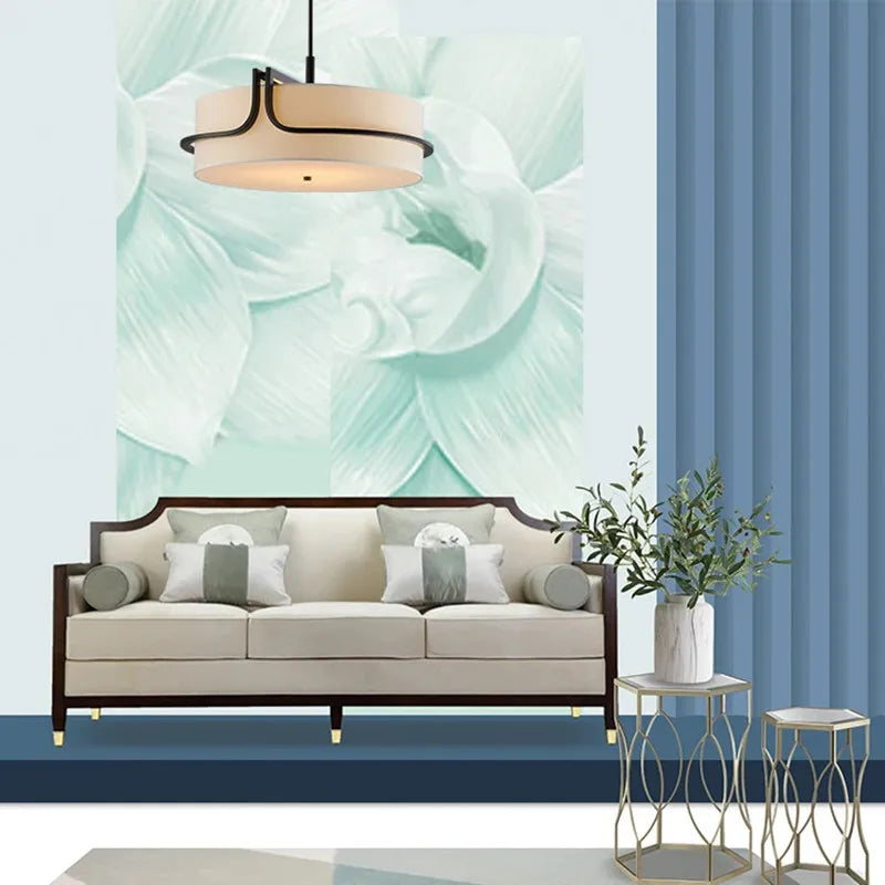 Modern Fabric Drum Pendant Light for Elegant Dining Rooms and Bedrooms
