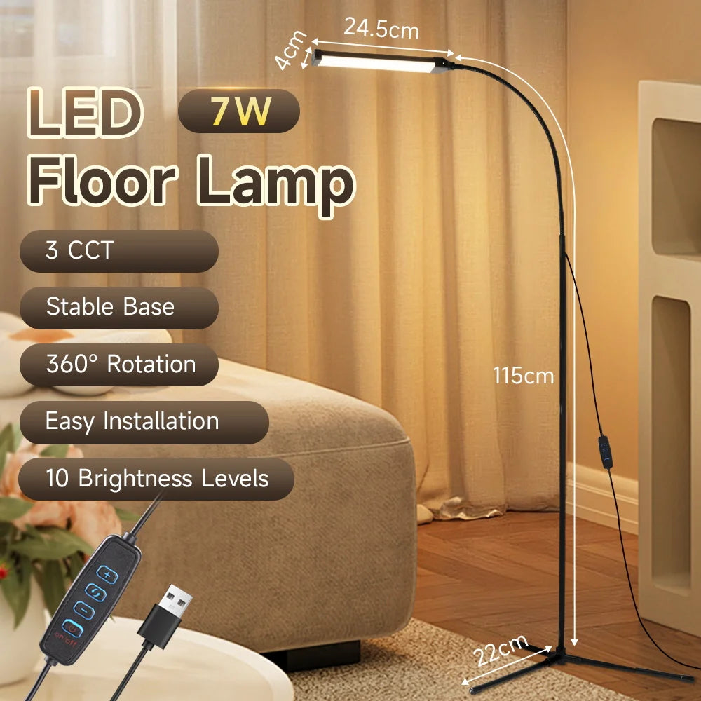 Modern Dimmable LED Floor Lamp with USB for Living Room and Bedroom