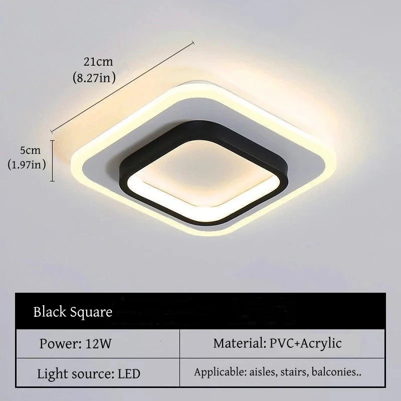 Modern Gold Metal LED Ceiling Light for Hallways and Staircases