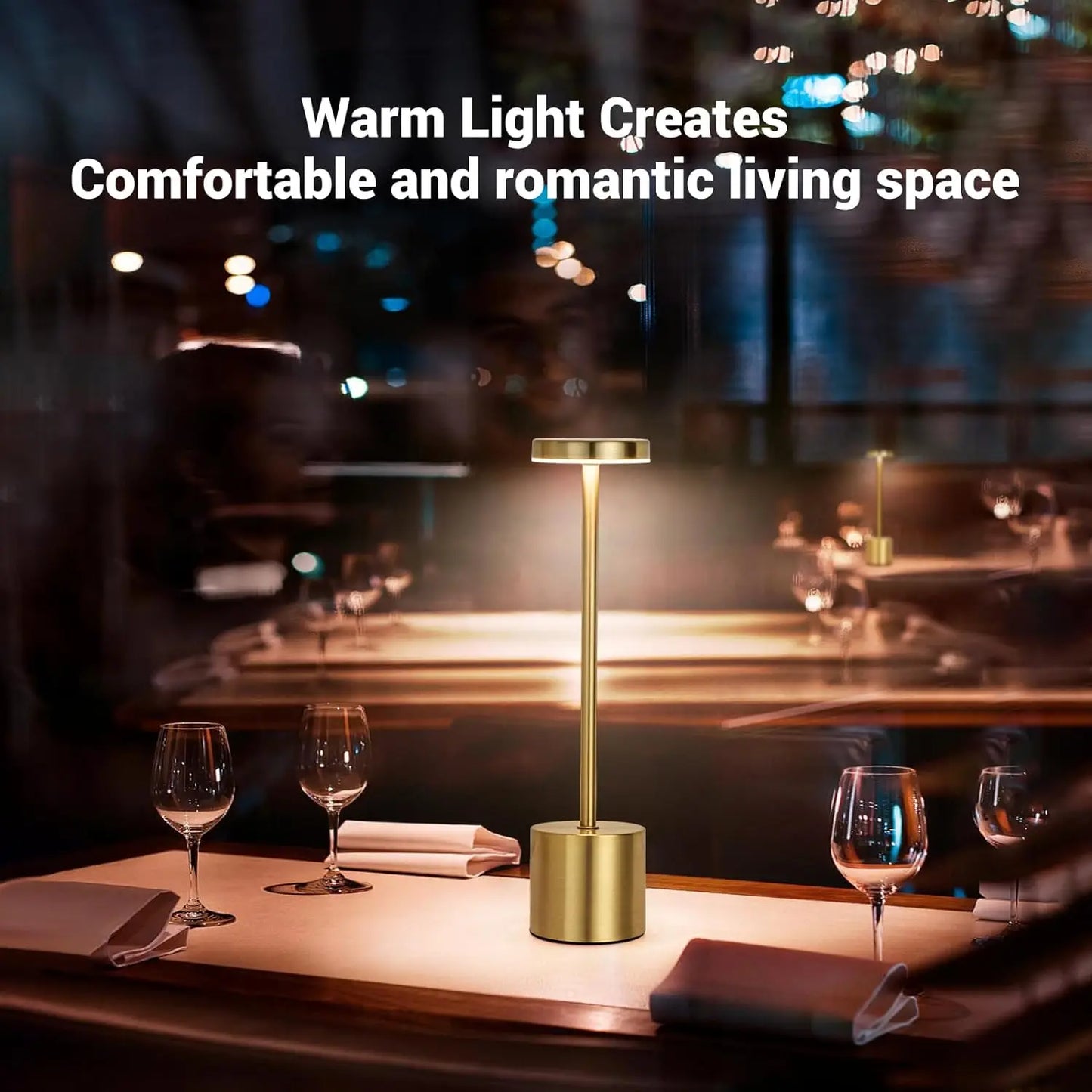 Rechargeable Metal Touch Table Lamp for Modern Cafe and Home Ambience