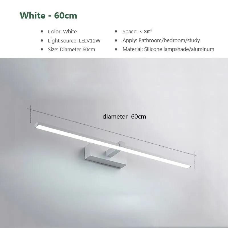 Modern Waterproof LED Vanity Wall Light for Bathroom and Makeup Areas
