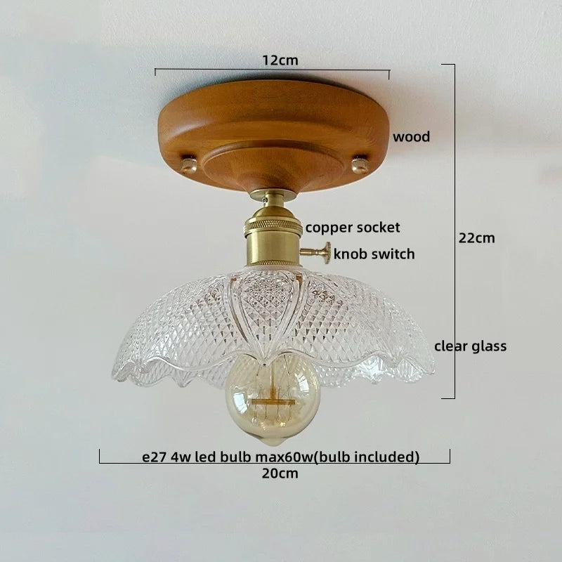 Modern Walnut and Copper LED Ceiling Light for Hallways and Living Rooms