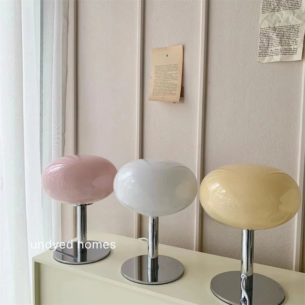 Retro Cream Glass Table Lamp for Modern Living Rooms and Studies