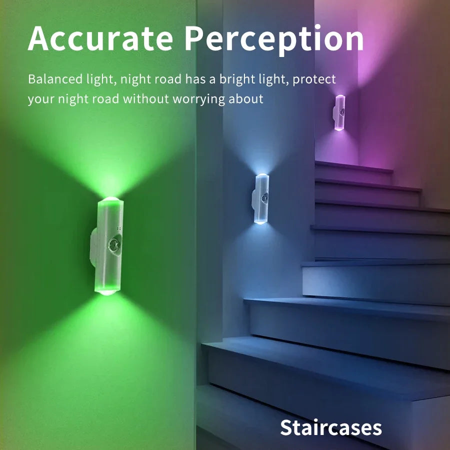 Rechargeable Motion Sensor Wall Light with Sunset Gradient Effect for Bedroom Interiors
