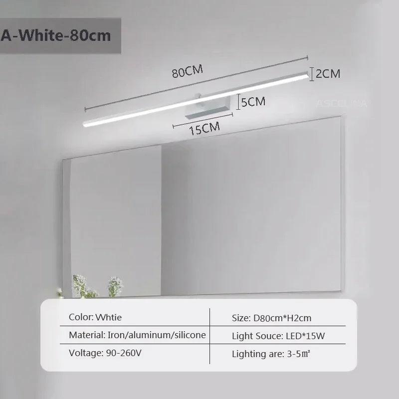Modern LED Wall Strip Light for Bathroom Mirrors and Vanity Spaces