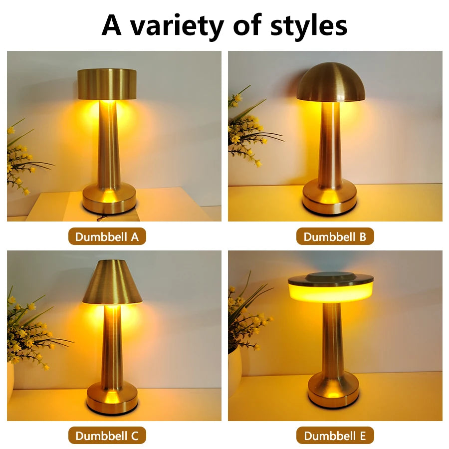 Modern Rechargeable Metal Table Lamp for Restaurants and Cafes