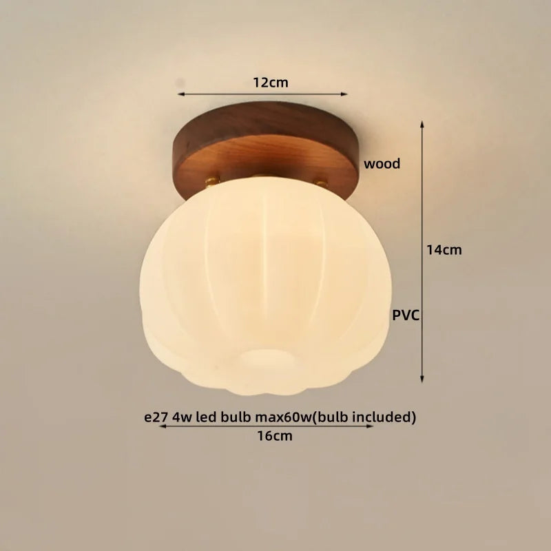 Modern Walnut and Copper LED Ceiling Light for Hallways and Living Rooms