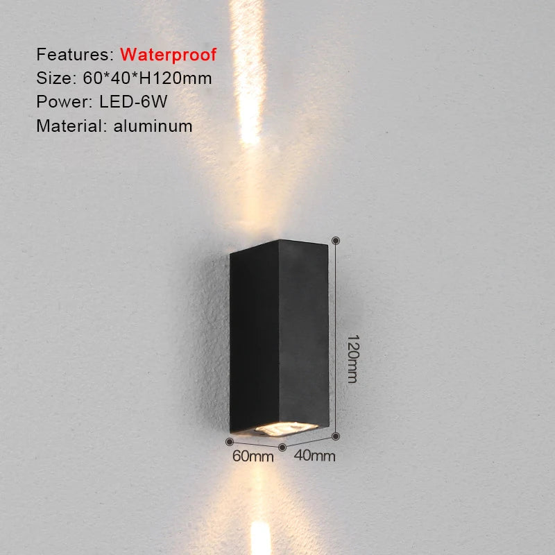 Modern Aluminum Waterproof LED Wall Sconce for Outdoor Patios and Gardens