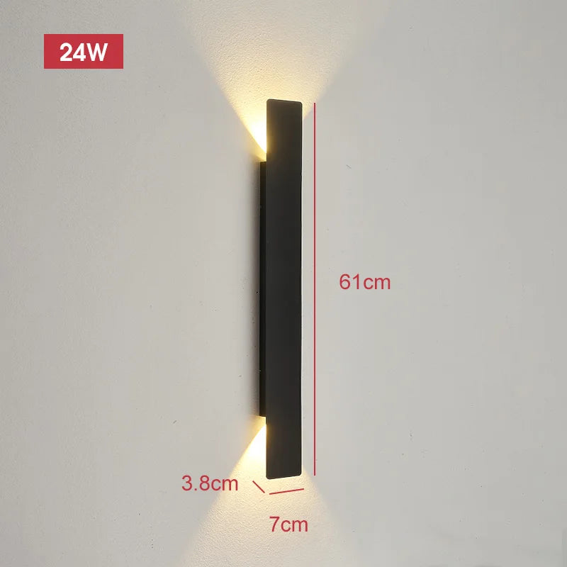 Modern LED Strip Wall Light for Exterior and Bedroom Interiors