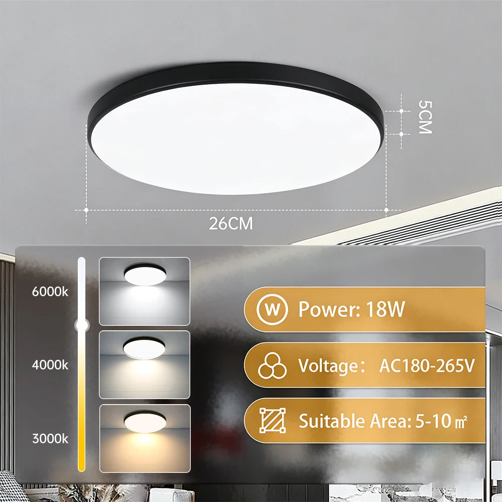 Modern Ultra-Thin LED Ceiling Light for Contemporary Bedrooms and Kitchens