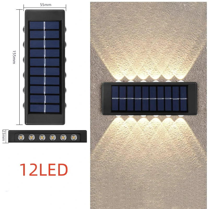 Modern Solar LED Outdoor Wall Light with Motion Sensor for Garden Security