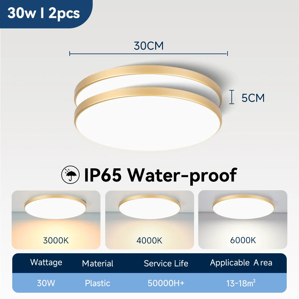Modern Waterproof LED Ceiling Light for Bathrooms and Kitchens