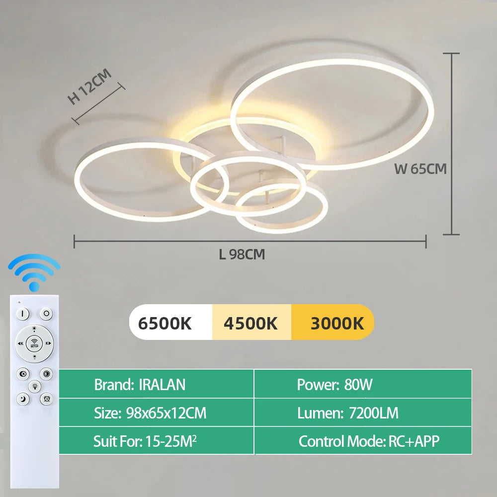 Modern Dimmable LED Ceiling Chandelier for Living Rooms and Bedrooms
