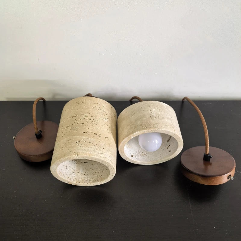 Modern Travertine Stone Pendant Light for Kitchen Islands and Dining Rooms