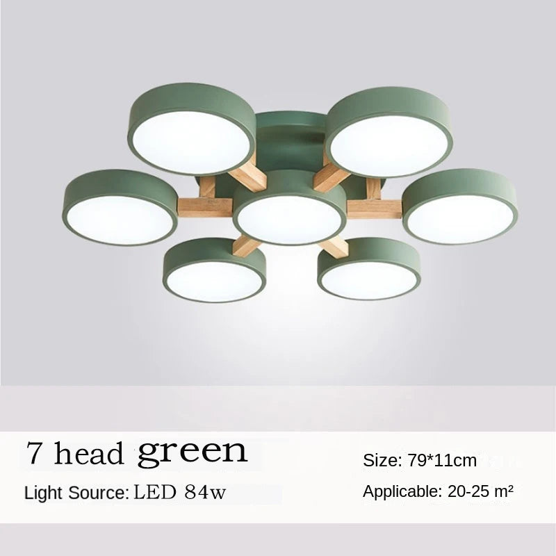 Modern Wooden LED Ceiling Chandelier for Dining Rooms and Contemporary Living Spaces