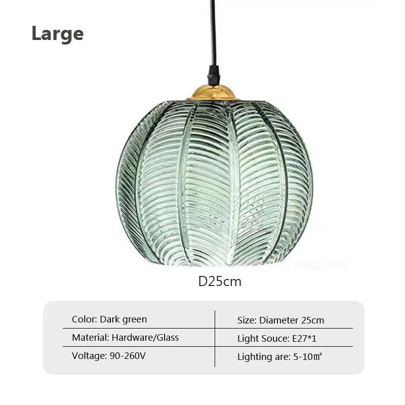 Nordic Glass Pendant Light with Leaf Pattern for Dining Rooms and Hotels