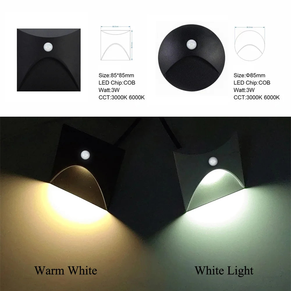 Modern LED Wall Step Light with Motion Sensor for Stairways and Corridors