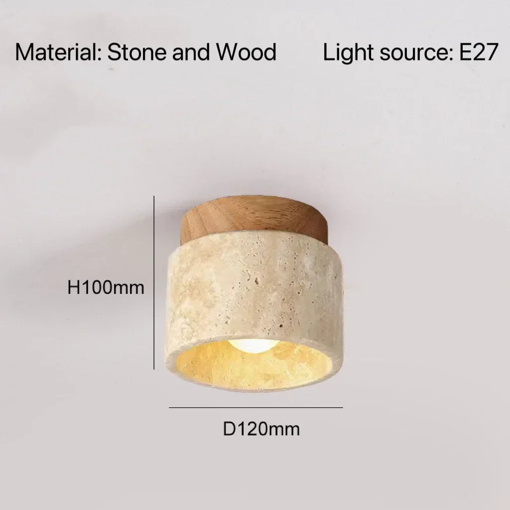 Modern Travertine Stone Flush Mount Ceiling Light for Hallways and Foyers