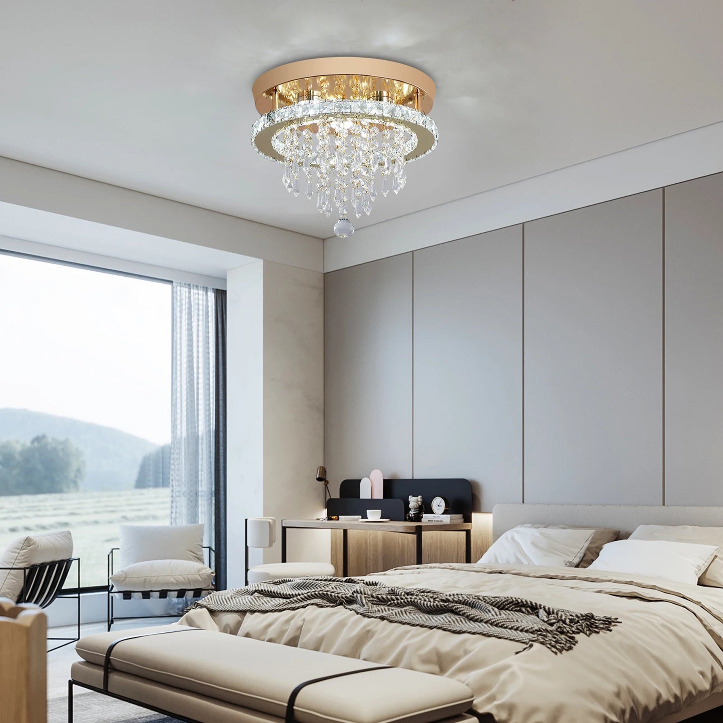 Luxury Gold Crystal Chandelier for Modern Living Room and Bedroom