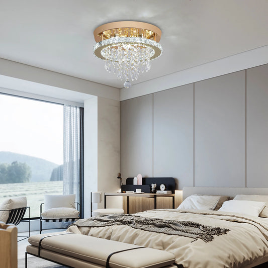 Luxury Gold Crystal Chandelier for Modern Living Room and Bedroom
