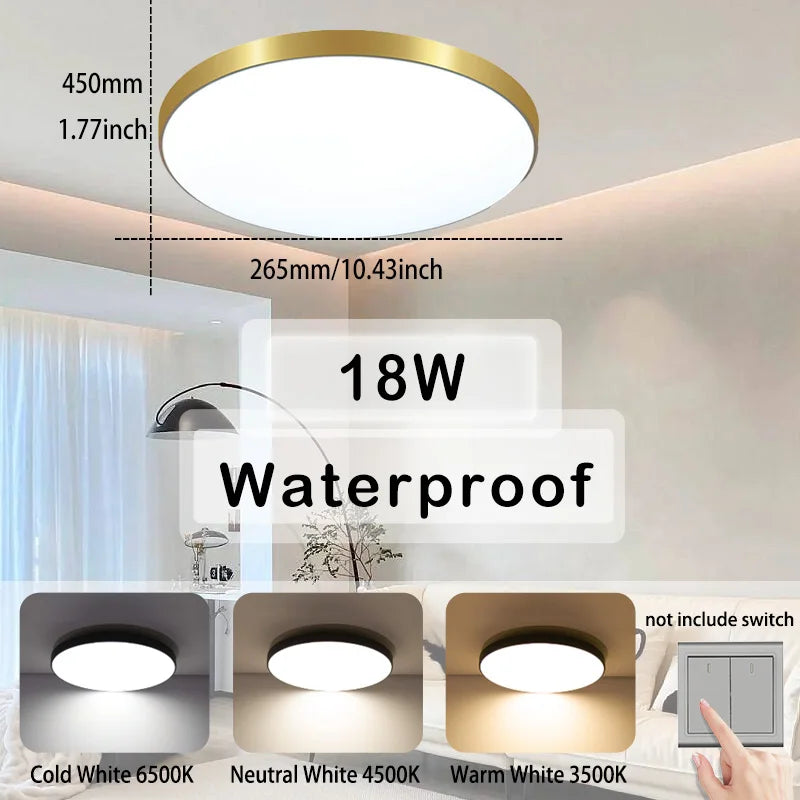 Modern Waterproof LED Ceiling Light for Bathrooms Kitchens and Hallways