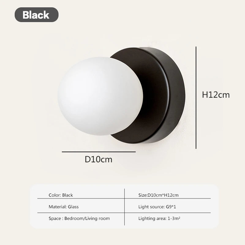 Nordic Glass Globe Wall Sconce for Modern Bedroom and Hallway Lighting