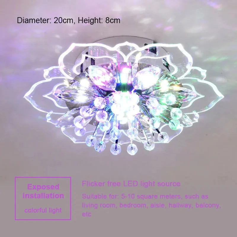 Floral Crystal LED Flush Mount Ceiling Light for Hallways and Living Rooms