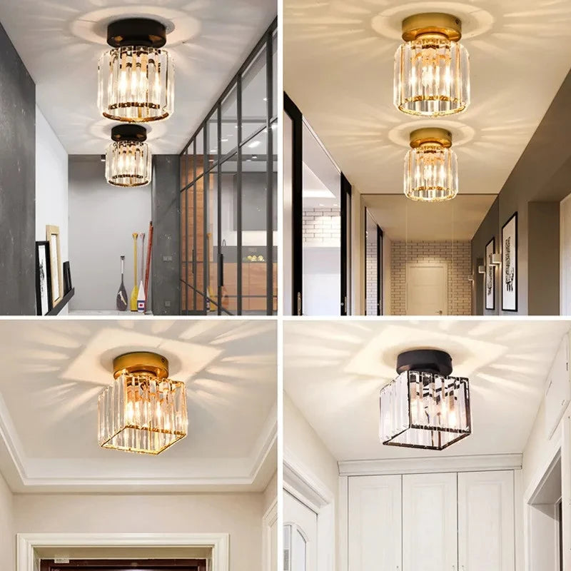 Modern Crystal Flush Mount Ceiling Light for Hallways and Foyer Entrances