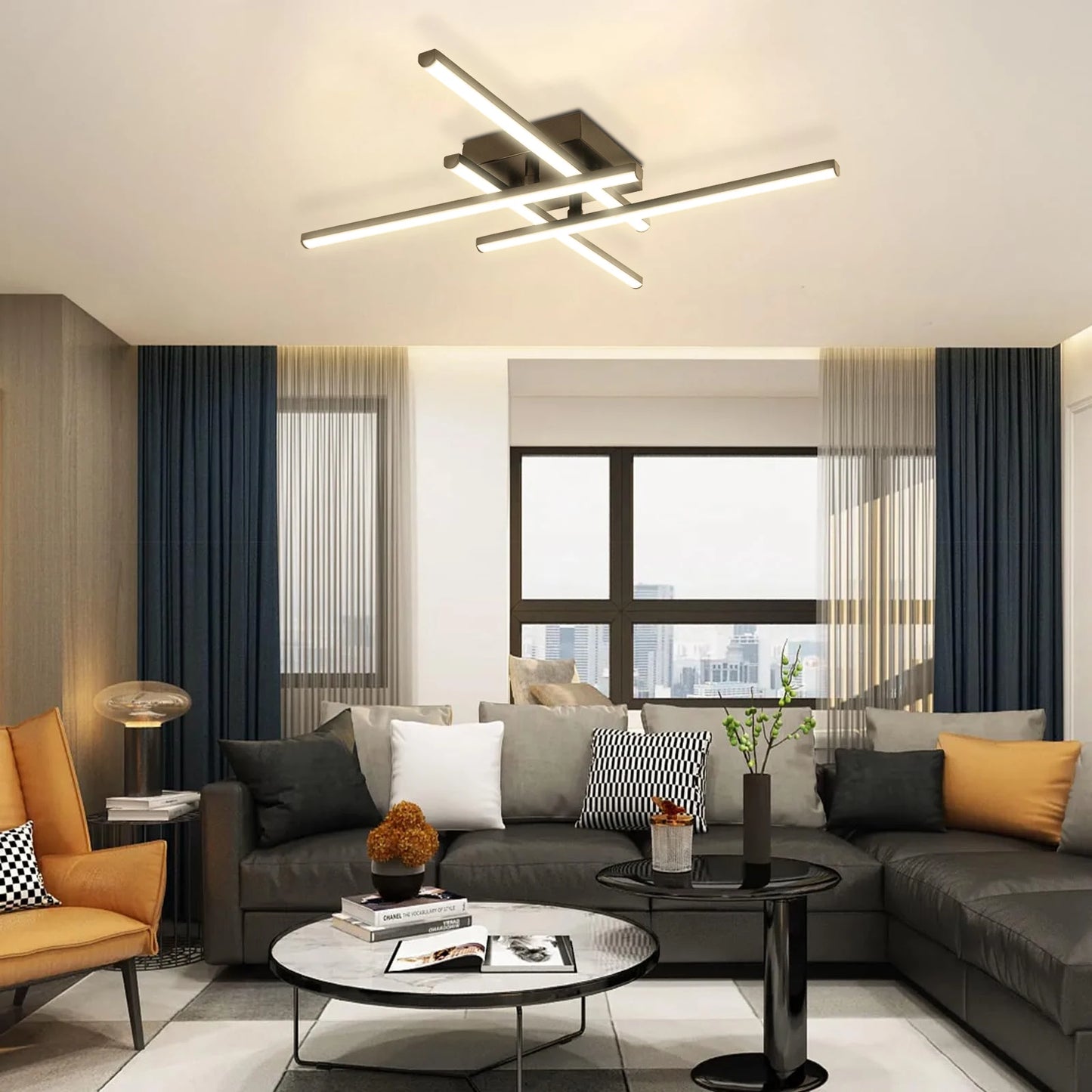 Modern LED Flush Mount Ceiling Light for Living Room and Bedroom
