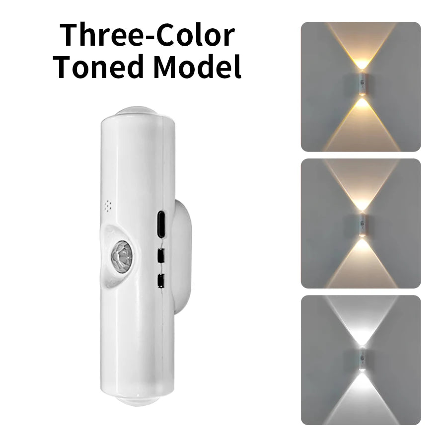 Rechargeable Motion Sensor Wall Light with Sunset Gradient Effect for Bedroom Interiors