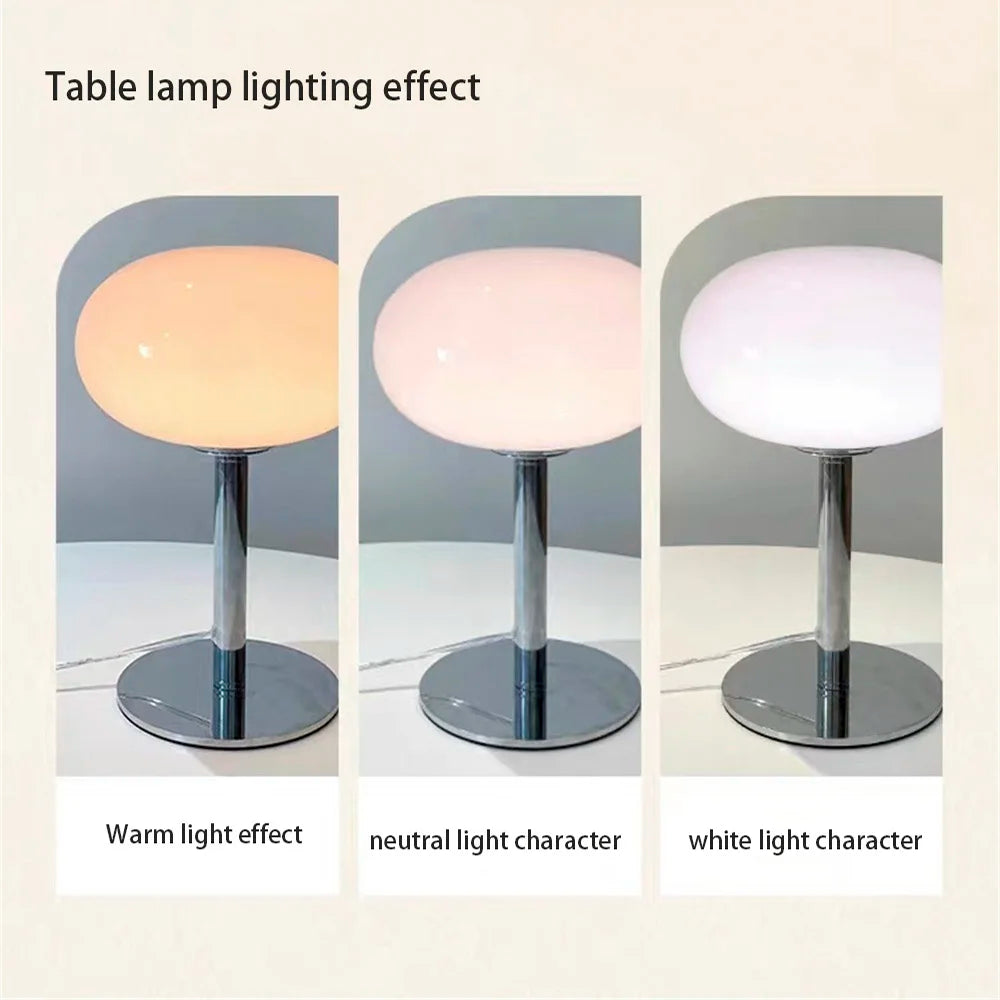 Retro Cream Glass Table Lamp for Modern Living Rooms and Studies