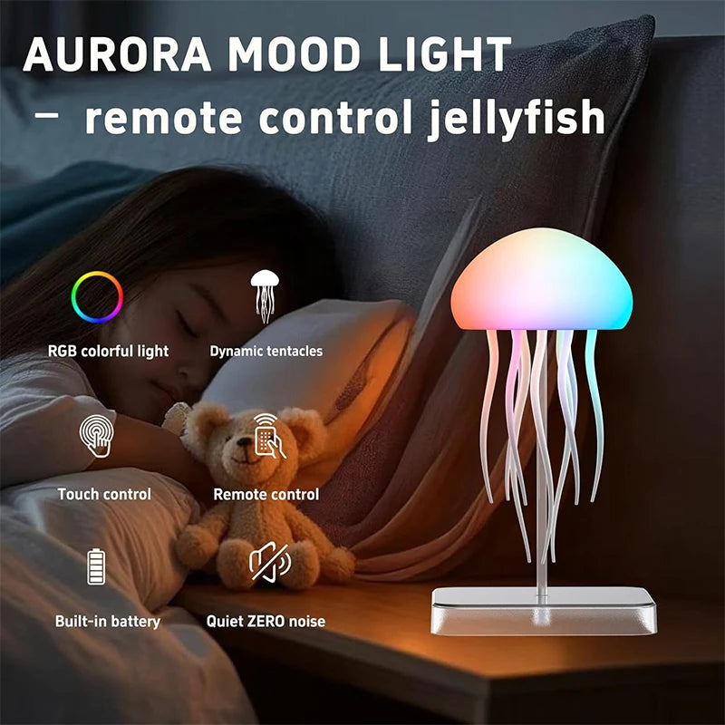 Ambient LED Jellyfish Night Light with Remote for Home and Office Decor