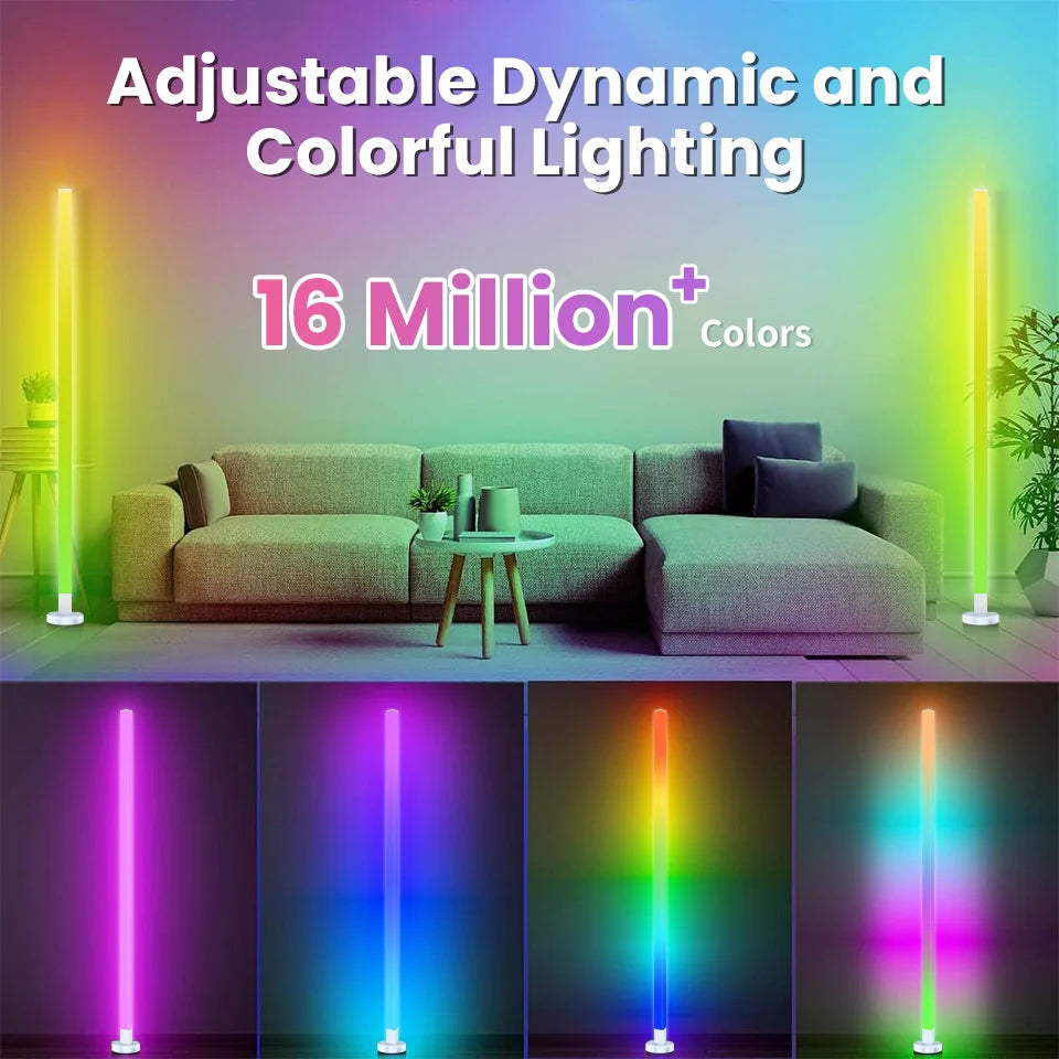 Modern LED Corner Floor Lamp with RGB App Control for Living Spaces