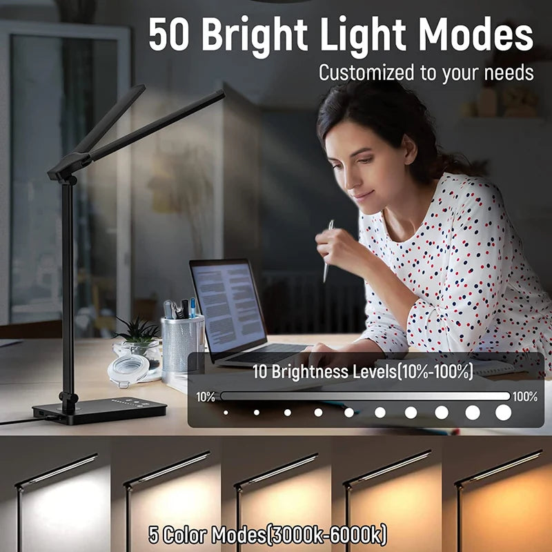 Modern Dual Arm LED Desk Lamp for Professional Home Offices