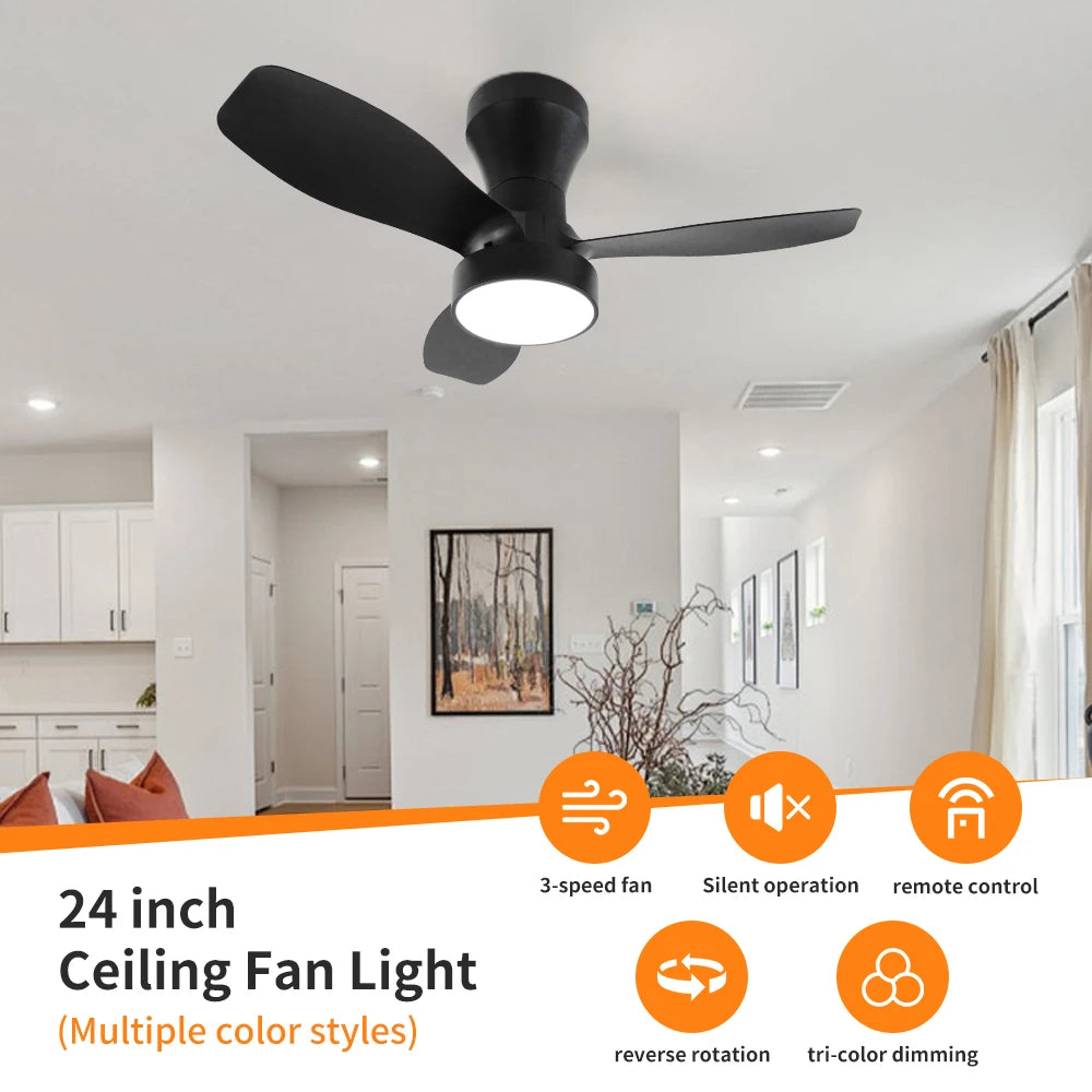 Modern LED Ceiling Fan with Remote for Living Rooms and Bedrooms