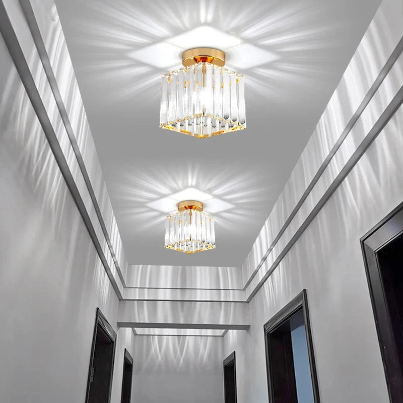 Modern Crystal Flush Mount Ceiling Light for Hallways and Foyer Entrances