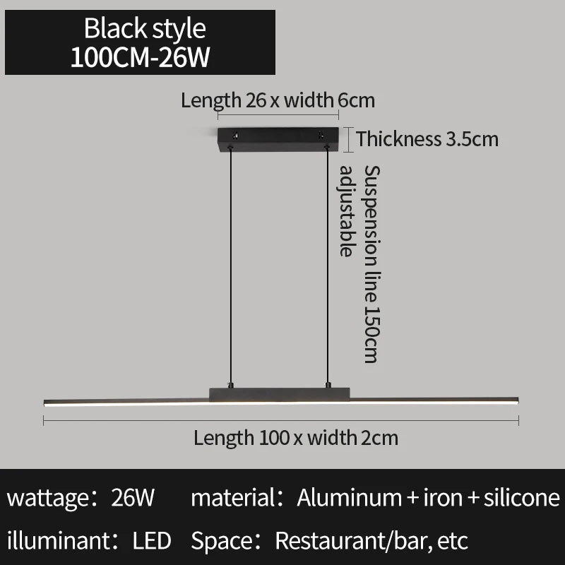 Modern Linear Pendant Light for Dining Rooms and Kitchen Islands