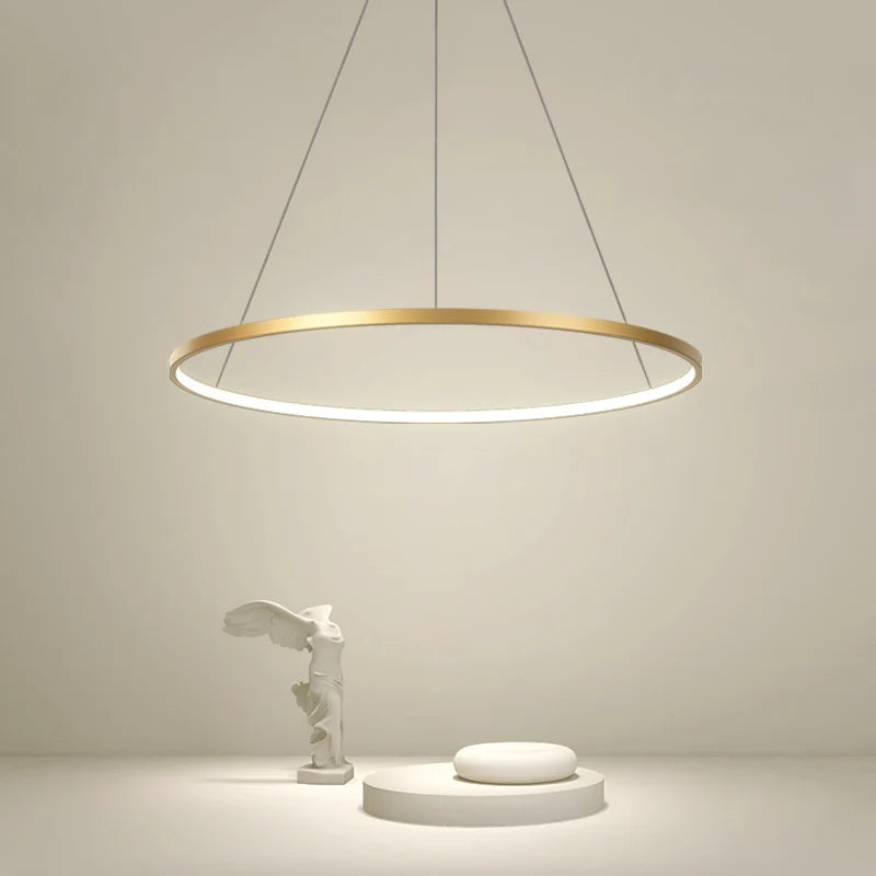 Minimalist Round LED Pendant Light for Modern Living Rooms and Restaurants