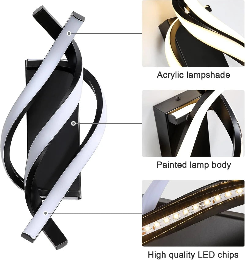Modern Spiral LED Wall Sconce for Bedrooms and Minimalist Hallways