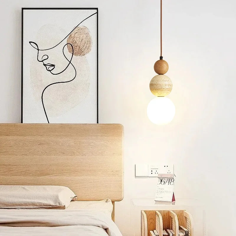 Modern Bauhaus Wood Pendant Light for Restaurants and Designer Bedrooms