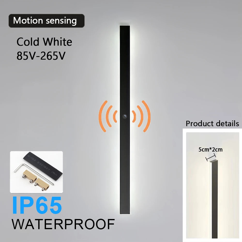 Modern LED Outdoor Wall Sconce with Motion Sensor for Garden and Patio